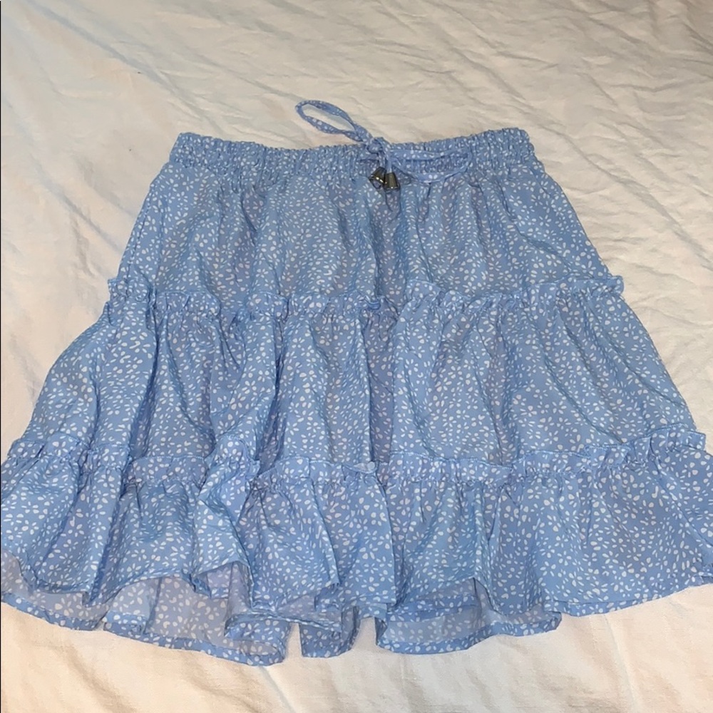 Blue Tiered Short Skirt